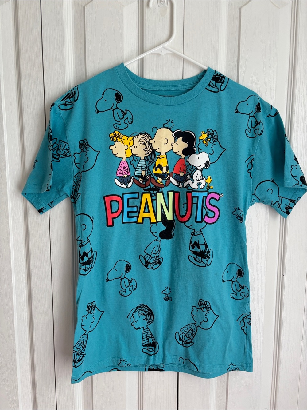 Peanuts Graphic Tee Shirt. Blue. Size Small